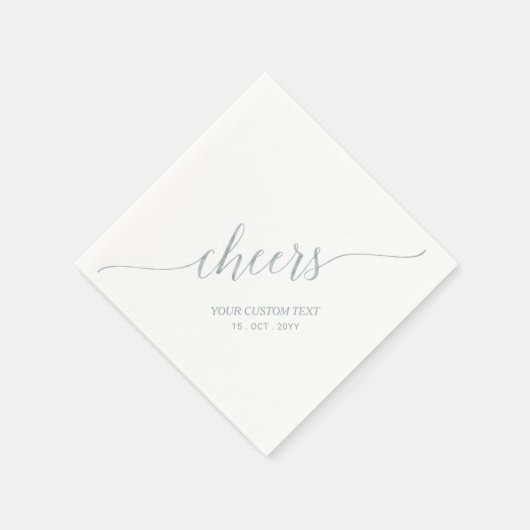 Zilver | Elegant Stylish Lettering Cheers Event Servet (Hoek)