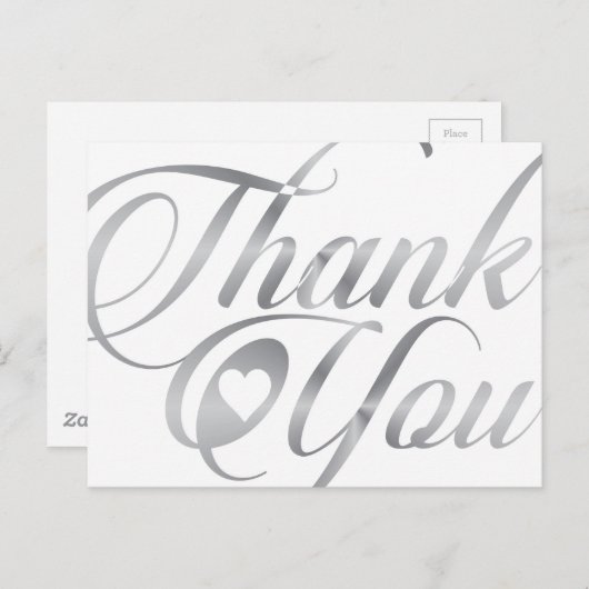 Zilver elegante dank u script briefkaart (Voorkant / Achterkant)