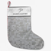 Zilver Elegante Gepersonaliseerde Kous Kleine Kerstsok (Voorkant)