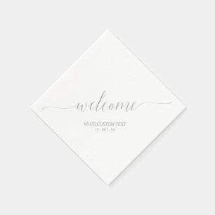 Zilver Elegante Stijlvolle Lettertype Welkom Feest Servet