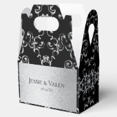 Zilver en Black Swirl Gothic Wedding Bedankdoosjes (Geopend)