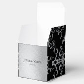 Zilver en Black Swirl Gothic Wedding Bedankdoosjes (Geopend)