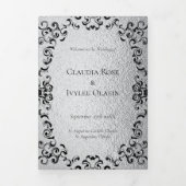 Zilver en Black Swirl Gothic Wedding Drieluik Programma (Cover)