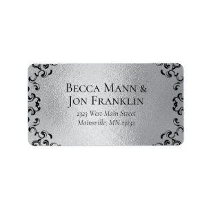 Zilver en Black Swirl Gothic Wedding Etiket