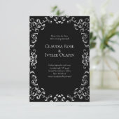 Zilver en Black Swirl Gothic Wedding Kaart (Staand voorkant)