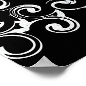 Zilver en Black Swirl Gothic Wedding Poster (Hoek)