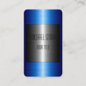 Zilver en blauw Roestvrij staal Metaal Visitekaartje (Voorkant)