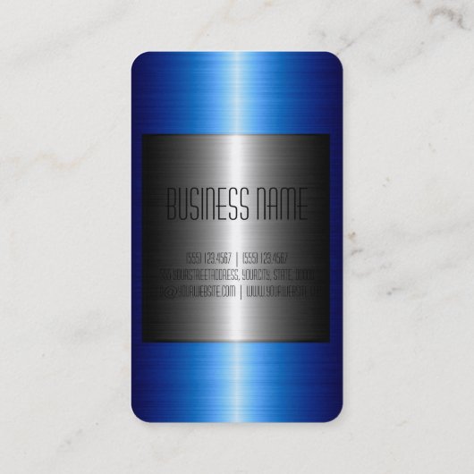 Zilver en blauw Roestvrij staal Metaal Visitekaartje (Achterkant)