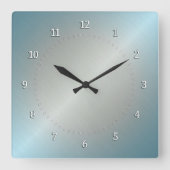 Zilver en blauw verloop met metaalglans. vierkante klok (Voorkant)