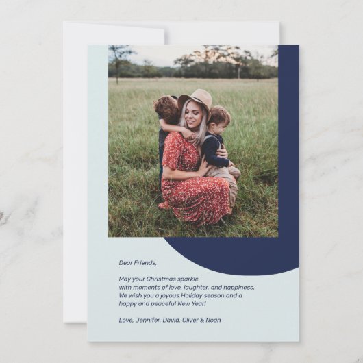 Zilver en blauw | Vroegere en heldere kerstbegroet Kaart (Achterkant)