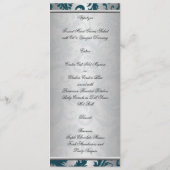 Zilver en Blauwgroen Damask II Bruiloft Menu Kaart (Achterkant)