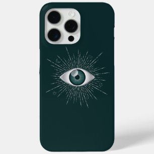 Zilver en Blauwgroen Groen Mystic Evil Eye Nazar M iPhone 15 Pro Max Hoesje