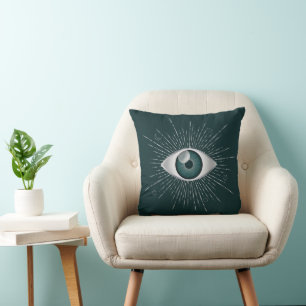 Zilver en Blauwgroen Groen Mystic Evil Eye Nazar M Kussen