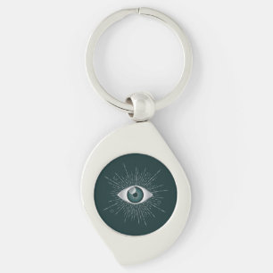 Zilver en Blauwgroen Groen Mystic Evil Eye Nazar M Sleutelhanger