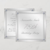 Zilver- en diamanteffect 75e verjaardag kaart (Voorkant / Achterkant)