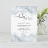 Zilver en Dusty Blue Waterverf Baby shower Kaart (Staand voorkant)