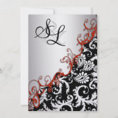 Zilver en Fuchsia Damask Romantic Swirl Kaart (Achterkant)