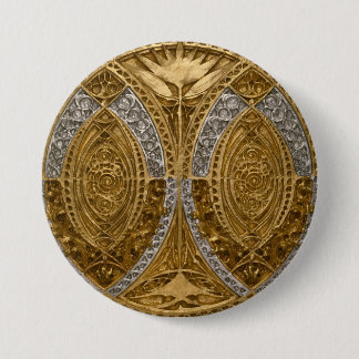Zilver en goud Art Deco patroon Ronde Button 7,6 Cm
