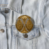 Zilver en goud Art Deco patroon Ronde Button 7,6 Cm (In situ)