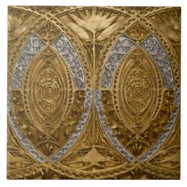 Zilver en goud art deco patroon tegeltje