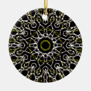 Zilver en Goud Mandala Keramisch Ornament