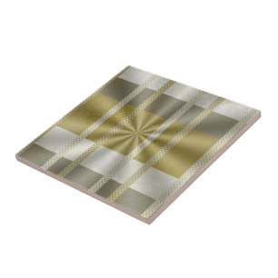 Zilver en goud metalen abstract patroon tegeltje