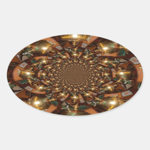 Zilver en goudElegante theecultuur –  Samov Ovale Sticker