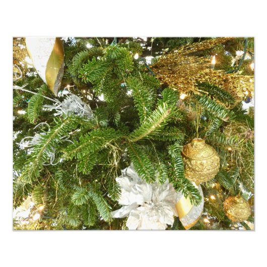 Zilver en gouden kerstboom I-feestdag Foto Afdruk (Voorkant)