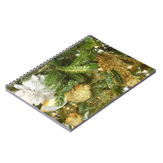 Zilver en gouden kerstboom I-feestdag Notitieboek (Linkerzijde)