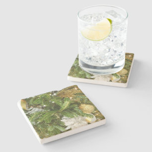 Zilver en gouden kerstboom I-feestdag Stenen Onderzetter