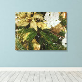 Zilver en gouden kerstboom II-feestdag Canvas Afdruk (Insitu (Houten vloer))