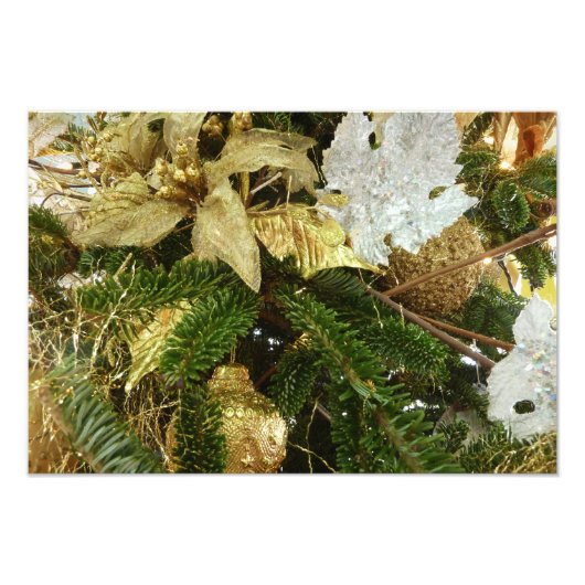 Zilver en gouden kerstboom II-feestdag Foto Afdruk (Voorkant)