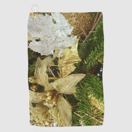 Zilver en gouden kerstboom II-feestdag Golfhanddoek (Voorkant)