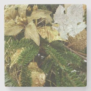 Zilver en gouden kerstboom II-feestdag Stenen Onderzetter