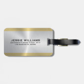 Zilver- en goudgeometrisch ontwerp bagagelabel (Achterkant horizontaal)