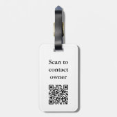 Zilver en Grijs Monogram Naam QR Code Sjabloon Bagagelabel (Achterkant verticaal)