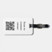 Zilver en Grijs Monogram Naam QR Code Sjabloon Bagagelabel (Achterkant horizontaal)