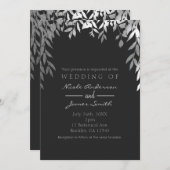 Zilver en grijze moderne glam botanische wonden br kaart (Voorkant / Achterkant)