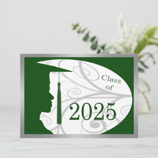 Zilver en Groen Man Silhouette 2025 Kaart (Staand voorkant)