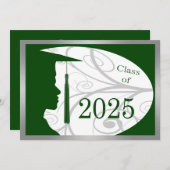 Zilver en Groen Man Silhouette 2025 Kaart (Voorkant / Achterkant)