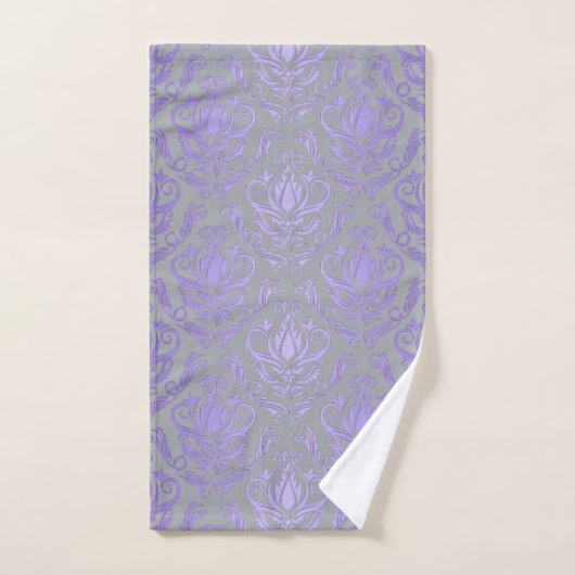 Zilver en lavender Damask Print Towel set Bad Handdoek (Handdoek)