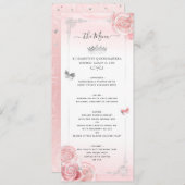 Zilver en licht Blush roze rozen Elegant Floral Menu (Voorkant / Achterkant)