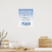 Zilver en Light Baby Blue Rozen Welkom Poster (Keuken)