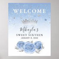 Zilver en Light Baby Blue Rozen Welkom