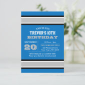 Zilver en Light Blue Team Birthday Uitnodiging (Staand voorkant)