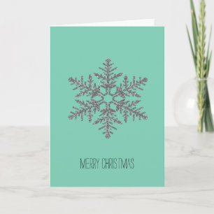Zilver en Mint Faux Glitter Snowflake Feestdagen Kaart