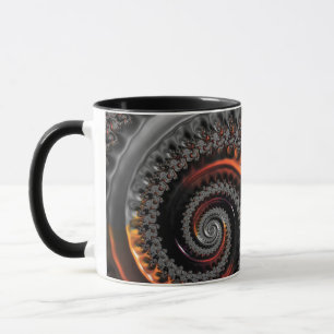 Zilver en Oranje Mandelbrot met Mok van de Sphere