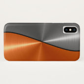 Zilver en Oranje roestvrij staal Case-Mate iPhone Case (Achterkant (horizontaal))