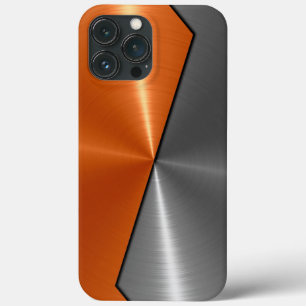 Zilver en Oranje roestvrij staal iPhone 13 Pro Max Hoesje
