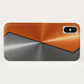 Zilver en Oranje roestvrij staal Case-Mate iPhone Case (Achterkant (horizontaal))